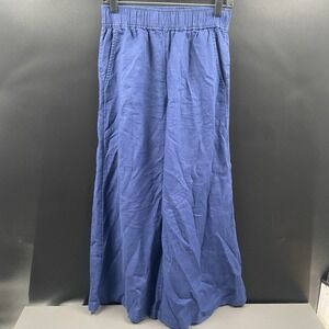 Vineyard Vines Women's Wide Leg Navy Blue 100% Linen Pants Size XS
